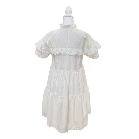 Ulla Johnson Leonie Ruffled Cotton Mini Dress 0 White - Picture 4 of 7